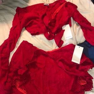 Red two piece short set